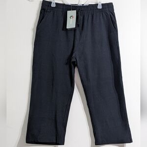 Cakulo Women's Black Soft & Comfy Cropped Capri Pants With Pockets, Size XL, NWT